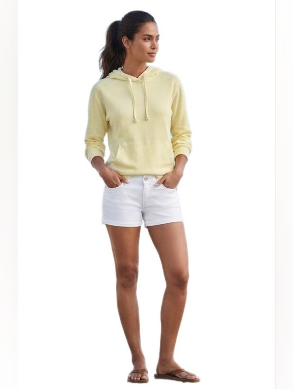 Eddie Bauer Sun Washed French Terry Hoodie Yellow Size Medium NWOT